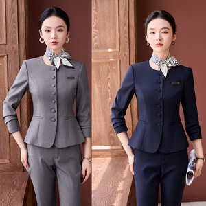 Women's Suit Set Polyester Three Quarter Sleeve Anti-Wrinkle Office Lady Autumn Workwear Business Formal Wear - Product Image 1