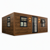 Maison conteneur pliable à double aile et toit plat de 20 pieds avec panneaux sandwich en acier et fenêtres et portes à rupture de pont thermique