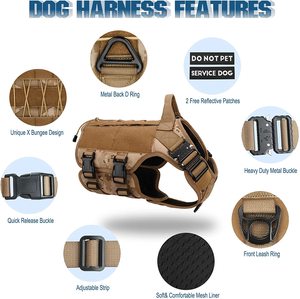 NIBAO Áo Ba Lỗ MOLLE Cho Chó Dịch Vụ Trung Bình Có Tay Cầm, Móc, Bảng Vòng Và Miếng Dán Phản Quang - Product Image 4
