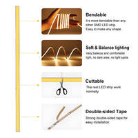 Lampu Strip LED Ultra Tipis Cob 5V 3MM Cri 90 400Led/m 3000K 4000K 6500K IP20 untuk Lemari/Kabinet/Cermin