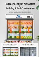 Congélateur vertical commercial à double température en acier inoxydable avec vitrine réfrigérée pour légumes et fruits frais, certifié CE