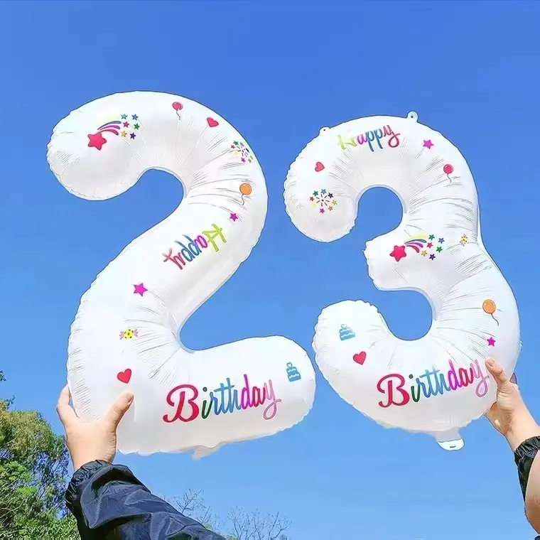 32 इंच के लिए बड़े सफेद संख्या पन्नी गुब्बारे जन्मदिन की पार्टी सजावट हीलियम Mylar गुब्बारा डिजिटल 123456789 हवा Globos