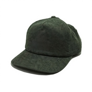 Casquette de baseball en velours côtelé vert olive vierge, 6 panneaux, personnalisable avec logo, style Dad Hat, non structurée, profil bas, pré-courbée, vente en gros - Product Image 1