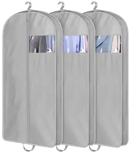 Kalite özel logo 600 denye polyester nefes giysi kapağı, düğün uzun elbise gelin kıyafeti olmayan dokuma konfeksiyon çanta/
