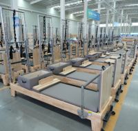 Appareil de Pilates Reformer en bois de chêne avec tour, demi-trapèze, pour entraînement de yoga à domicile