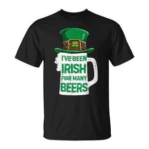 T-shirt pour hommes avec motif de tasse de bière, « J'ai été Irlandais pour bien des bières », pour la Saint-Patrick - Product Image 1