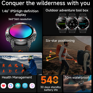 3atm bơi thông minh đồng hồ ht37 GPS định vị la bàn khí áp đo độ cao đèn pin ngoài trời thể dục thể thao Smartwatch - Product Image 2