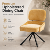Chaise de salle à manger pivotante en cuir PU de qualité supérieure, dossier flottant, design ouvert, siège baquet, base étoile en métal, rotation 360° °   Hôtel Restaurant Café