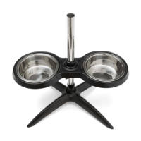 Support de gamelle surélevé moderne et durable pour chien, 2 en 1, en acier inoxydable, hauteur réglable, étanche et écologique