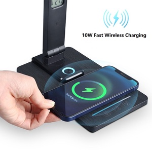 Modern Nordic LED Desk Lamp Alarm Clock Thermometer Wireless Charging 10W Bedroom Bedside <b>Study</b> <b>Table</b> 5 Color CCT Rectangle - Product Image 3