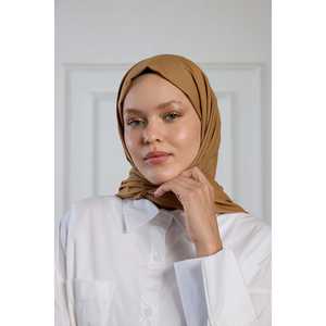 Écharpe en pur coton couleur café laiteux, accessoire de tenue modeste - Product Image 4