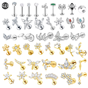 Gaby <strong>Fashion</strong> <strong>Jewelry</strong> ASTM-F136 6AI-4V ELI G23 Titanium Flatback Earring Labret Lip <strong>Piercing</strong> <strong>Jewelry</strong> - Product Image 1