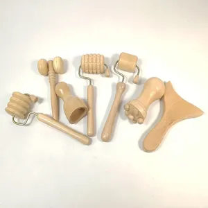 7 pièces ensemble d'outils de Massage du visage en bois kit de thérapie du bois kit corporel maderoterapia Maderoterapia Kit de Maderoterapia pour le visage
