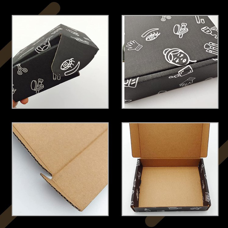 Black Pattern press on mail packaging boxes custom Corrugated Cardboard Mailing box