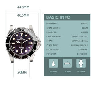 Montre mécanique pour homme de 40 mm, design tendance, nouvelle montre automatique NH35, cadran en saphir, acier inoxydable, étanche 20 bars - Product Image 6