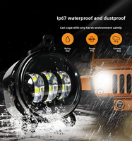 Kemauto Nouveau Phare Antibrouillard LED 3,5 Pouces 30W Wrangler Jaune Blanc avec Anneau Lumineux Angel Eye, Lentille de Phare Tout-Terrain et Feux de Jour