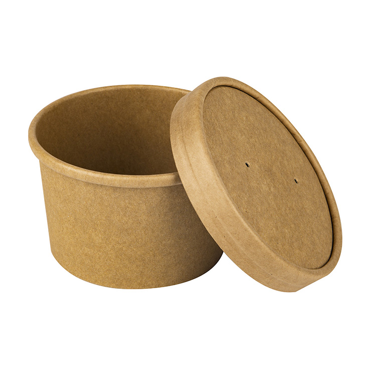 Customized Disposable Takeawa Kraft Paper Soup Bowl with lid
