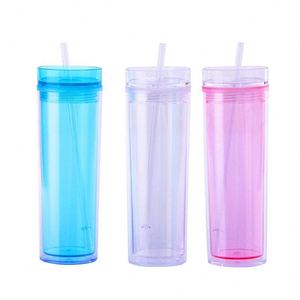 Gobelet élégant transparent en acrylique de 16 oz à double paroi avec couvercle et paille pour boissons à emporter et livraison - Product Image 5