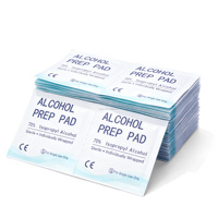 Vente en gros de nouveaux tampons de préparation de couleur bleue/rose, 70% d'isopropyle, non tissés, emballés individuellement, 3x6cm
