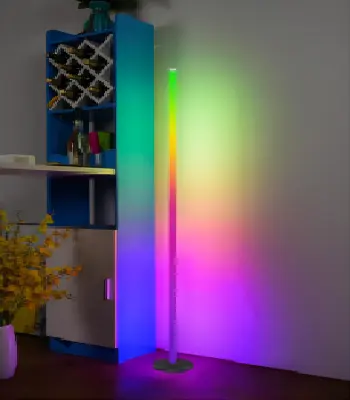 โคมไฟตั้งพื้นตกแต่งบ้าน1.5ม. เปลี่ยนสีได้รีโมตคอนโทรลหลากสี RGB โคมไฟ LED สำหรับตกแต่งห้องนอนไฟพื้นโดยรอบ