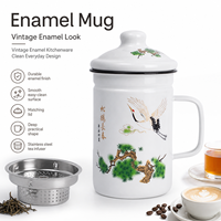 Mug à thé émaillé floral avec infuseur en fer pour thé en vrac, idéal pour le bureau et la maison, fournisseur OEM