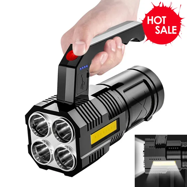 Hot Sale Portable Rechargeable Outdoor Torch Light High Brightness Waterproof Flashlights With Side Light