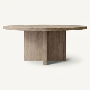 Handcrafted Reclaimed Oak Round <b>Dining</b> <b>Table</b> Sustainable Drifted Wood Furniture for <b>Rustic</b> Industrial Decor - Product Image 1