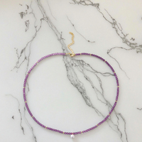 Collier de perles de verre violet fait à la main OEM de luxe Bijoux en laiton taillé à facettes pour femmes pour cadeau