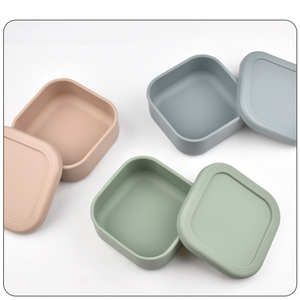 Vuông BPA free heatable có thể gập lại cấp thực phẩm <span class=keywords><strong>Silicone</strong></span> duy nhất Tier Hộp Ăn Trưa với nắp - Product Image 6