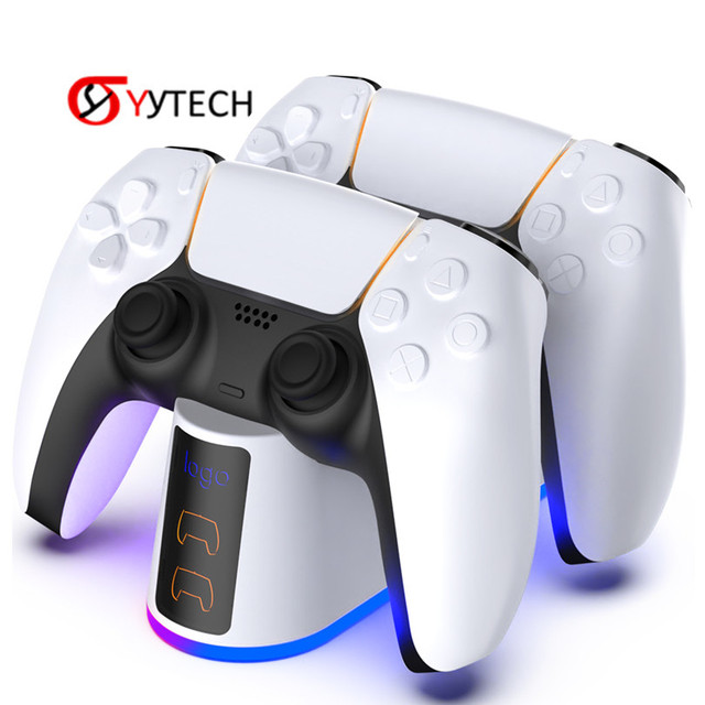 Syytech Fast Dock Charger Station for PS5 Controller Colorful LED Light Charging Stand Accessories