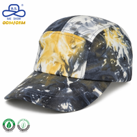 Casquette de campingur 5 panneaux unie Tie-Dye Camo à visière plate, réglable, style streetwear, motif marbré, luxe ethnique