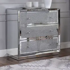 Modern Shinny Crystal <strong>Bedside</strong> Table <strong>Mirror</strong> Nightstand Bedroom Furniture Accent <strong>Cabinet</strong> for Home Hotel Furniture - Product Image 1