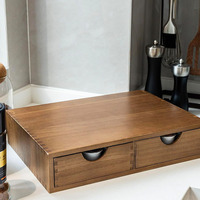 Boîte de rangement pour capsules de thé et de café en bambou naturel pliable, multi-compartiments, écologique, avec tiroir pour une utilisation en cuisine