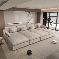VOXHOME Sofá Seccional Modular Nube Caqui de Tela Mezcla de Chenilla y Lino para Sala de Estar de 3 4 5 6 7 Plazas