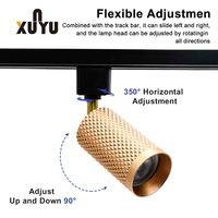 Boîtier de projecteur sur rail européen moleté, orientable 350° horizontalement et 90° verticalement, douille GU10 MR16, coque en aluminium pour ampoule