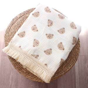Summer Cotton Teddy BearLovey Baby Security mussola Swaddle Wrap Baby Plan coperta per copriletto trapuntato <span class=keywords><strong>neonato</strong></span> personalizzato con nappa - Product Image 6