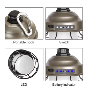 Lanterne LED vintage portable rechargeable, batterie 3600mAh, lampes de camping étanches, lampes de tente, lampes de jardin, lampes d'extérieur - Product Image 4