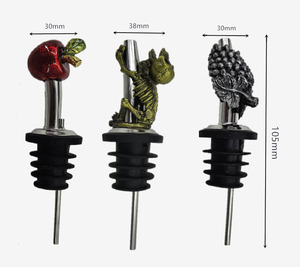 Fábrica creativa Bar Accesorios Animales personalizados Botella Vertedor Metal Vino Boca Aleación de zinc Uva <span class=keywords><strong>Manzana</strong></span> Calavera Vino Vertedor - Product Image 3
