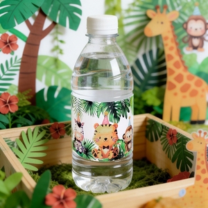 Autocollants pour bouteilles d'eau avec animaux de la jungle, étiquettes <span class=keywords><strong>joyeux</strong></span> <span class=keywords><strong>anniversaire</strong></span> pour enfants, décorations de fête Safari, 10/20 pièces - Product Image 2