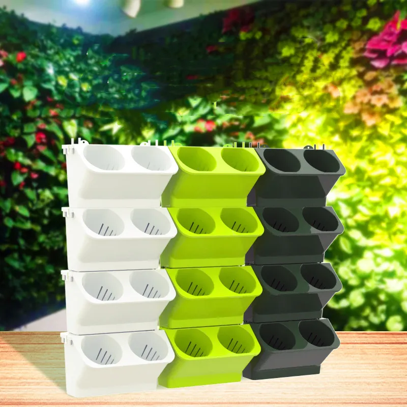 שמירת מקום גן ירוק אנכי קיר המטע מערכת עצמי השקיה פלסטיק מקורה קישוט קיר תליית מיכל עציץ