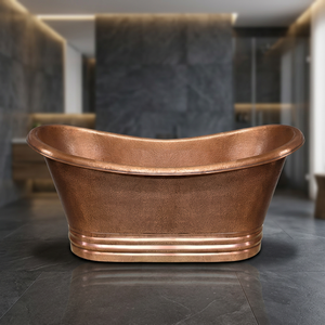 Baignoire autoportante en cuivre ovale, artisanale, en métal, marron classique, sans couvercle, pour la maison, l'hôtel, la salle de bain - I H C - Product Image 3
