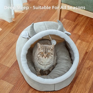 Influencer-style Cat <b>Bed</b> <b>Nest</b> All-Season Semi-Enclosed Removable Washable Winter-Warm Indoor Use Pet House - Product Image 3