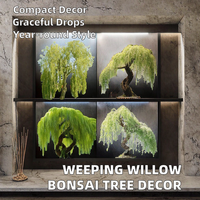 30+ Pohon Bonsai Weeping Willow - Cabang Runcing Anggun, Pohon Hias Kompak Plastik untuk Dekorasi Dalam/Luar Ruangan Semua Musim