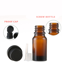 Bouteilles d'huile essentielle en verre brun de 10 ml avec bouchon et couvercle pour l'aromathérapie, les parfums et les huiles cosmétiques