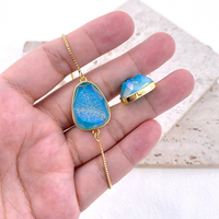 Mode Bleu Turquoise Gemstone Accessoires Connecteur Géode Agate Naturelle Pour La Fabrication De Bijoux
