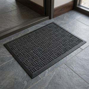 Made India <b>Rubber</b> <b>Backed</b> Recycled Polyester Loop Pile Washable Non Slip Door Mat Low Price Indoor Outdoor Entrance Rug 60x90cm - Product Image 3