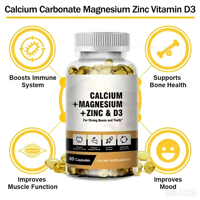 Capsules d'huile OEM Ca Mg Zn Vitamine D3 4000 50000 100000 UI – Complément articulaire et immunitaire pour le calcium osseux, le magnésium et le zinc