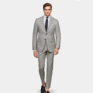 Fashion City Light Grey S150 Lana Business Casual Hombres Slim Two Single-breasted Suit. - Product Image 2