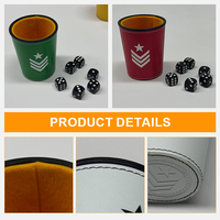 Venta al por mayor de fábrica: Vaso mezclador de dados de cuero con logotipo personalizado, con dados de póker, y juego de vasos mezcladores de dados de cuero y plástico personalizados.