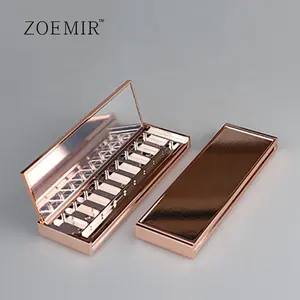 Empty Eyeshadow Palette Packaging 9 Holes Shiny Rose Gold Eyeshadow Palettes